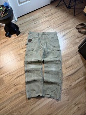 Wrangler Double knee Beige Canvas Cargo Pants 38 Regular Straight Leg Pockets